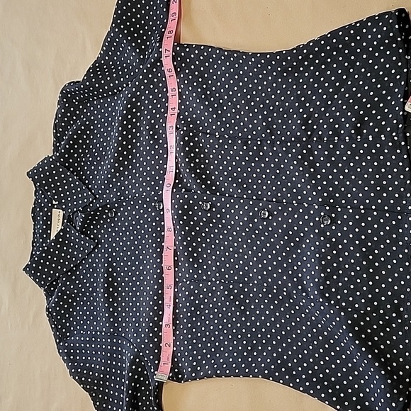 apostrophe size 4 Navy Blue White Polkadot LS Blouse - Picture 7 of 11